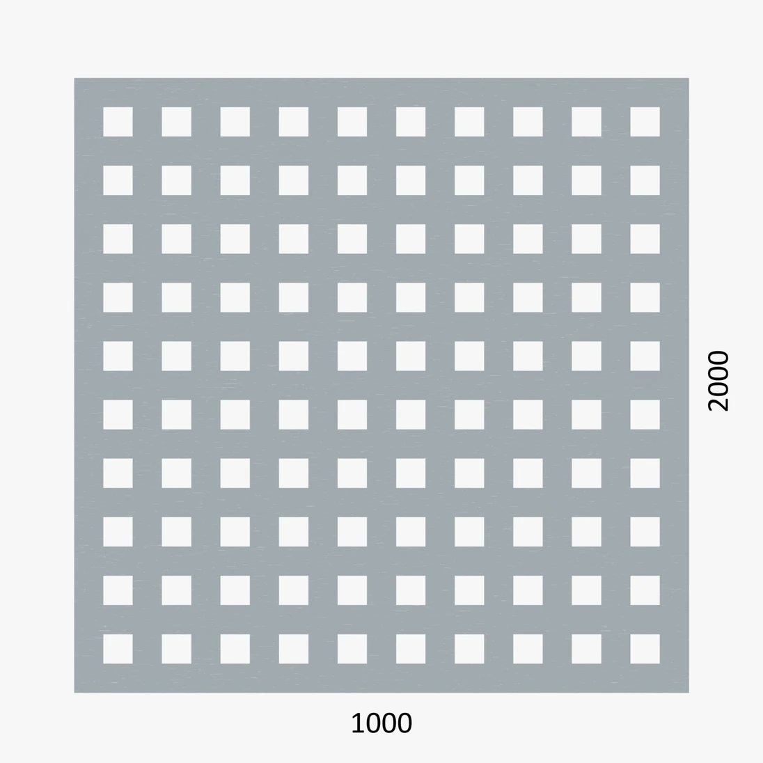 Děrovaný plech Zn t = 1,5 mm, otvor 10 x 10 mm rozteč 10 mm