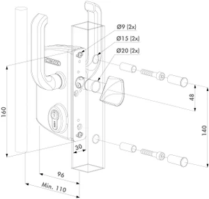 Povrchový zámok, pre profil 80 x 80 mm - slide 2