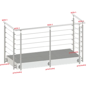 Nerezový stĺp, bočné kotvenie, bez výplne, 6-radový - slide 2
