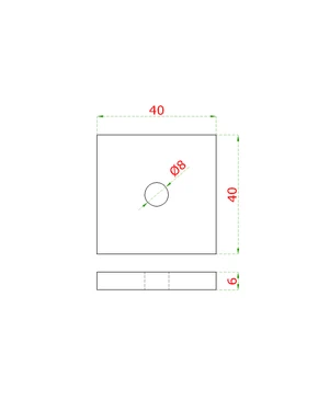 Podložka horná 40 x 40 x 6 mm, brúsená nerez AISI 304 - slide 1