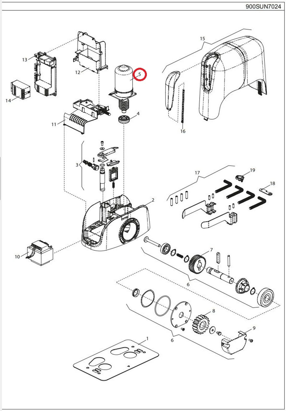 999MOTO016B00 motorček 24 V s náhonom pre SUN4024/4224