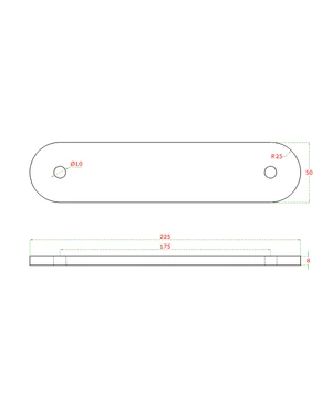 Kotviaca platňa L = 225 mm, brúsená nerez AISI 304 - slide 1