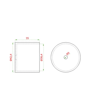Spojka ø 42 mm na drevené madlo EDB-S, brúsená AISI 304 - slide 1