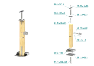 Drevený stĺp, vrchné kotvenie, 4-radový, priechodný - slide 1