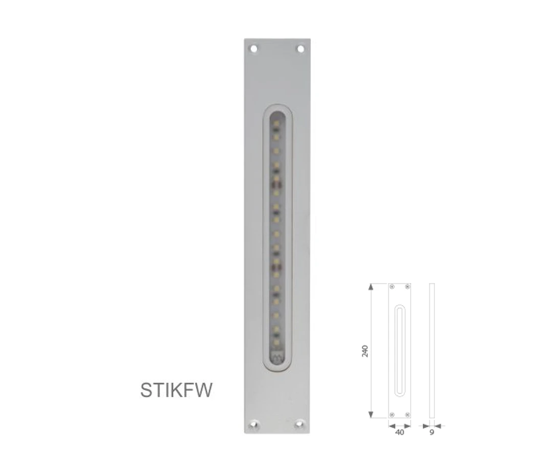 Vonkajšie LED osvetlenie FLAT, RAL 9010, H = 240 mm