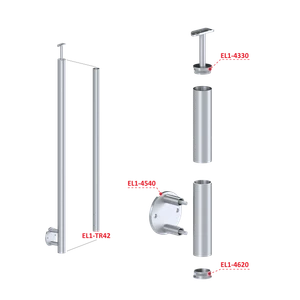 Nerezový stĺp, bočné kotvenie, bez výplne - slide 2