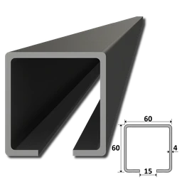 C profil 60 x 60 x 4 mm čierny Fe, v dĺžkach 1 - 6 m