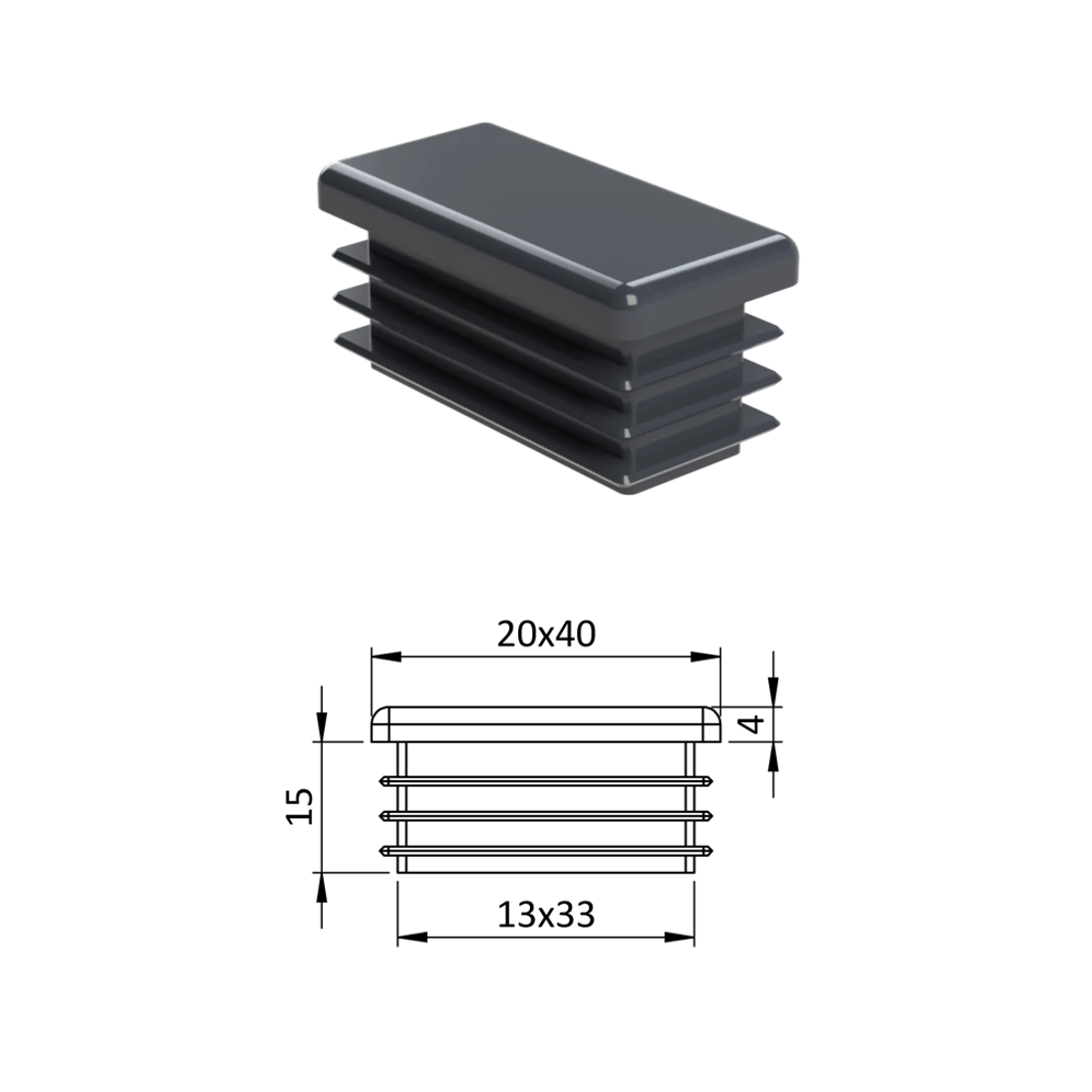 Krytka plastová 20 x 40 mm