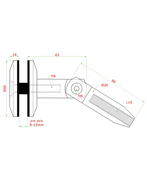 Kotvenie sklo/tiahlo na sklenený prístrešok, AISI 316 - slide 1