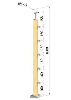 Dřevěný sloup, vrchní kotvení, 5řadový, průchozí - slide 0