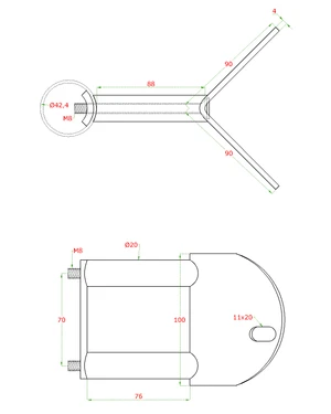 DOPRODEJ úchyt pro rohové kotvení sloupu ø 42,4 mm, AISI 304 - slide 2