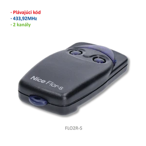 Vysielač 2-kanálový, 433 MHz, plávajúci kód, čierny - slide 0