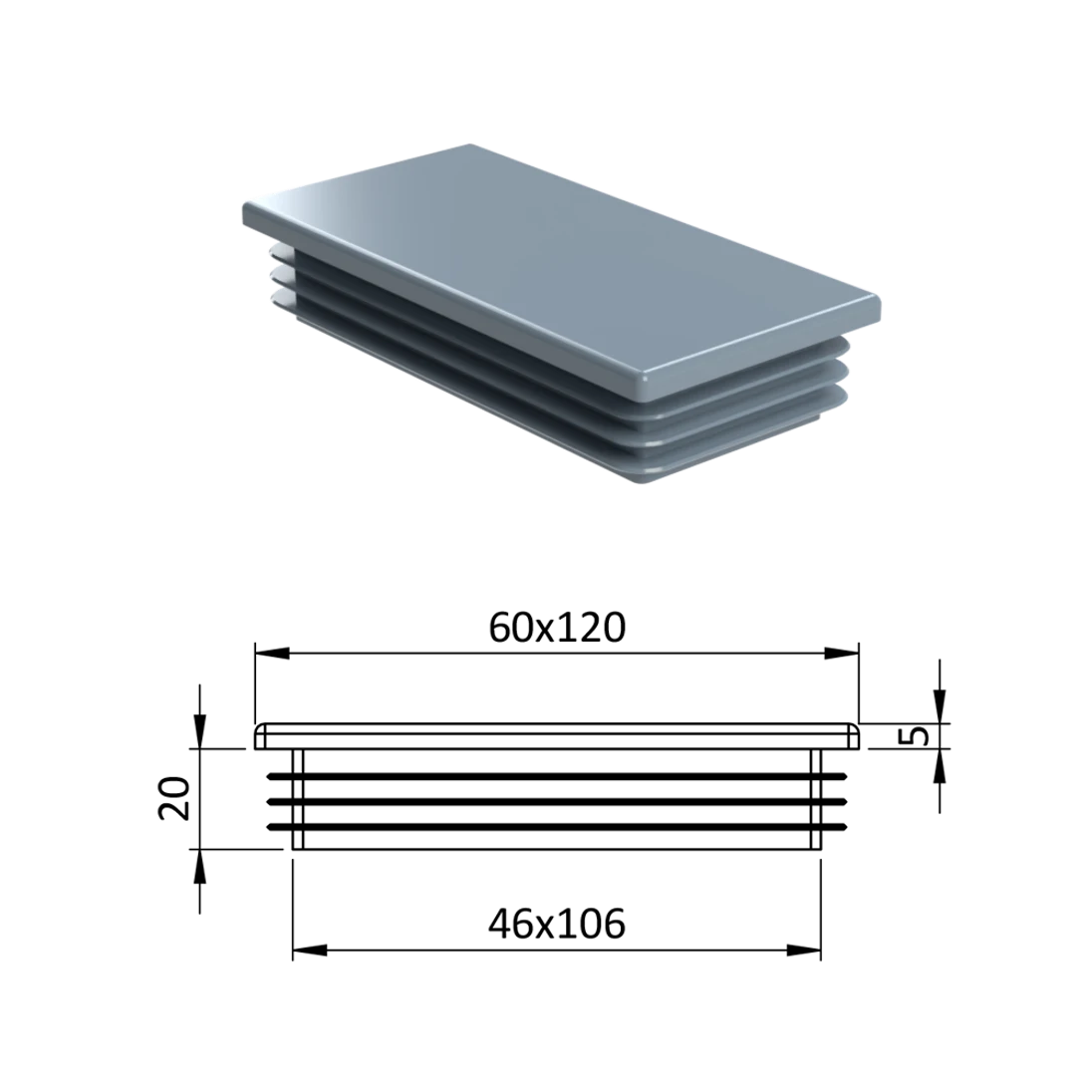 Krytka plastová 60 x 120 mm