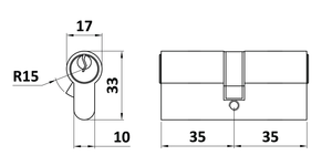 Cylindrická vložka EURO 35/35 mm, hliníková - slide 1