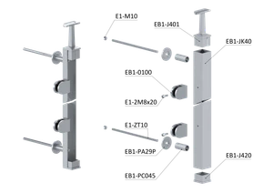 Nerezový stĺp fr. balkón, bočné kotvenie, výplň: sklo, ľavý - slide 2