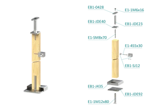 Drevený stĺp, vrchné kotvenie, 5-radový, priechodný - slide 1