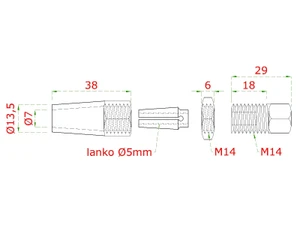 Úchyt pro lanko ø 5 mm, závit M6, broušená nerez AISI 304 - slide 1