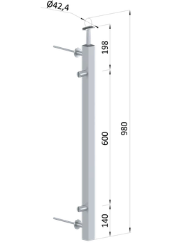 Nerezový stĺp fr. balkón, bočné kotvenie, výplň: plech, ľavý