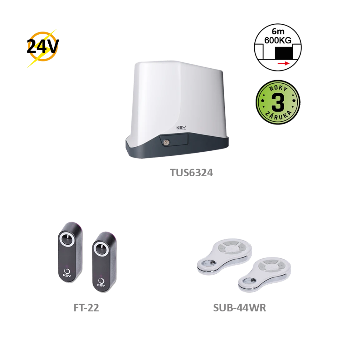 900KTUS6324KS TURBO S KIT pro posuvné brány do 600kg, 24V