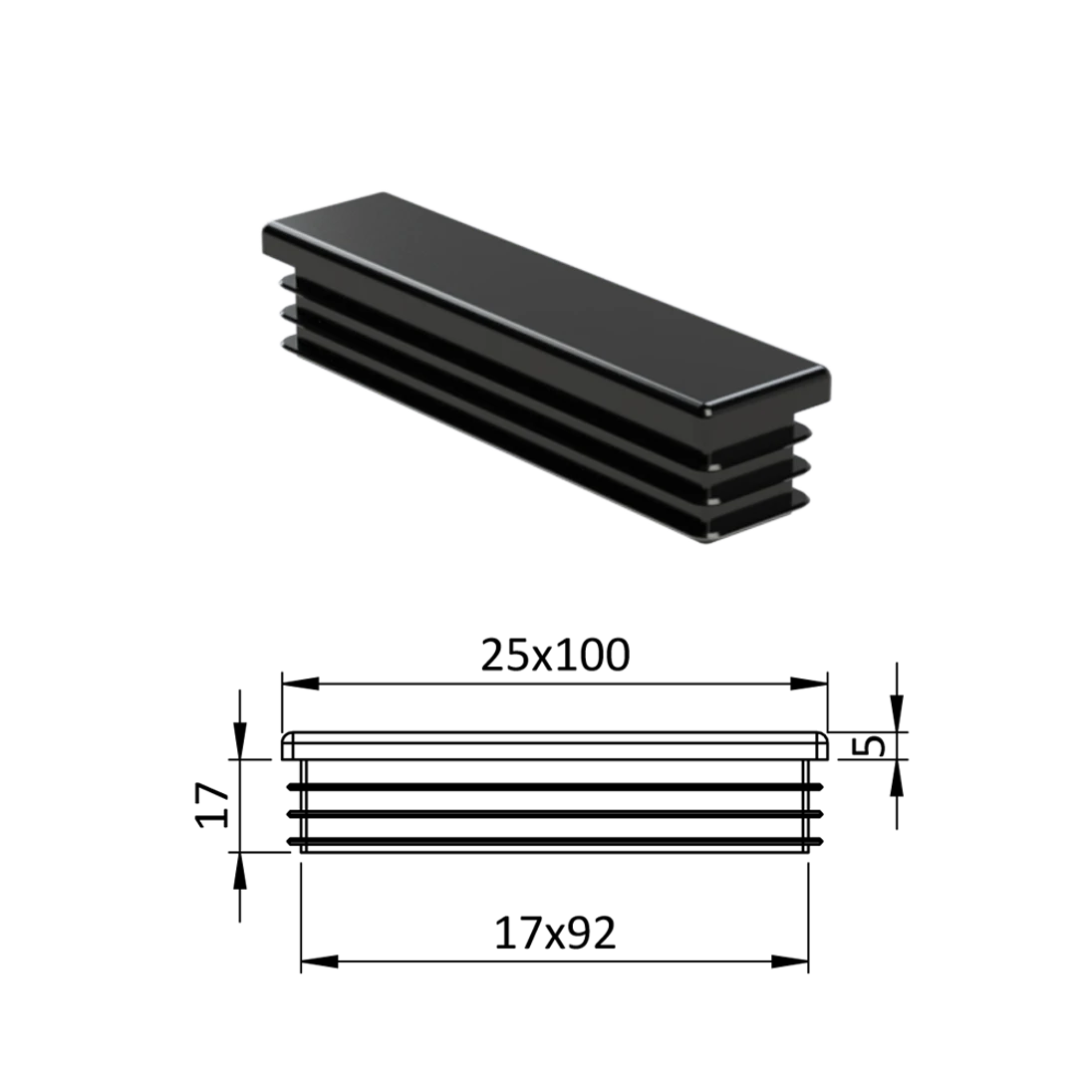 Krytka plastová 25 x 100 mm