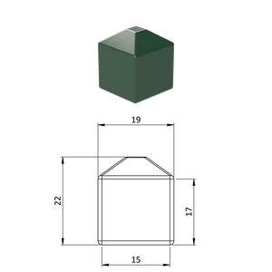 Vonkajšia krytka 15 x 15 mm, plastová PE, zelená - slide 0