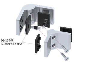 Svorka rohová, sklo 8 - 12,76 mm, brúsená AISI 304 - slide 1