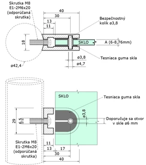 Svorka skla/plechu na trubku ø 42,4 mm, broušená AISI 304 - slide 2