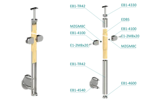 Dřevěný sloup, boční kotvení, výplň: sklo, průchozí - slide 2