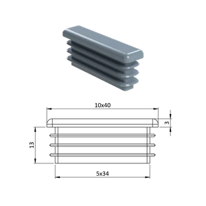 Krytka plastová 10 x 40 mm, sivá - slide 0