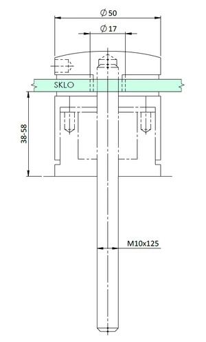 Svorka bodová na sklo 8 - 17,52 mm plochá, brúsená AISI 304 - slide 2