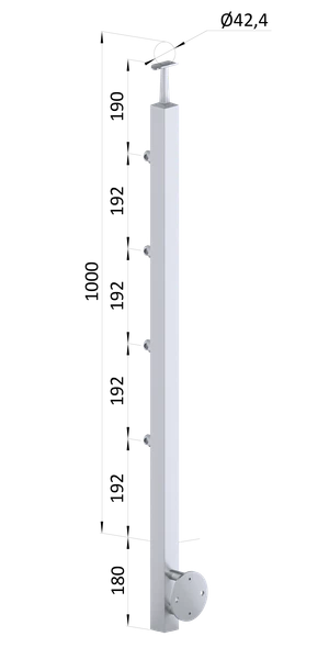 Nerezový stĺp, bočné kotvenie, 4-radový priechodný, vonkajší - slide 0
