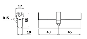 Cylindrická vložka EURO 40/45 mm, mosadzná, 3 kľúče - slide 1