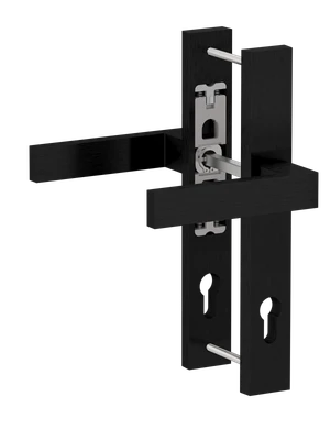 Hliníkový set so štítom kľučka/kľučka, čierny brúsený elox - slide 0