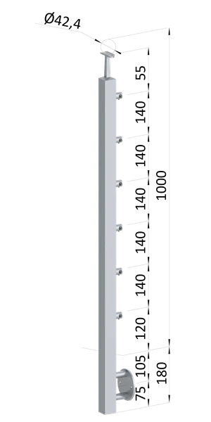 Nerezový stĺp, bočné kotvenie, 6-radový priechodný, vnútorný - slide 0