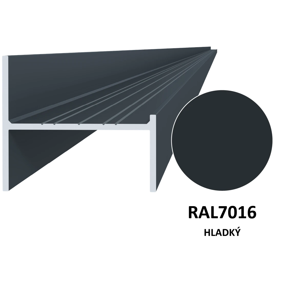 UT profil 50 x 44 x 6000 mm, Al, práškový lak RAL 7016