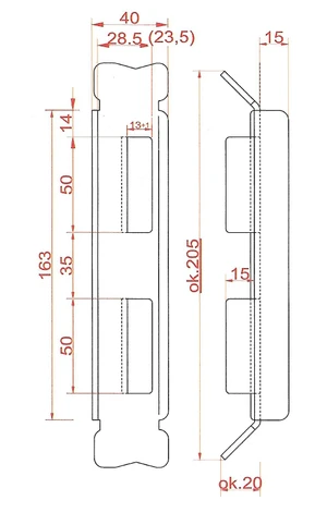 Doraz navařovací pro branku, 210x40x40mm, pravý/levý - slide 1