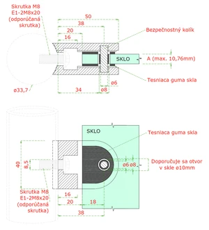 Svorka na trubku ø 33,7 mm, sklo 6 - 10,76 mm, AISI 304 - slide 4