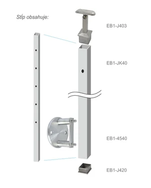 Nerezový sloup, boční kotvení, 5děrový průchozí - slide 3