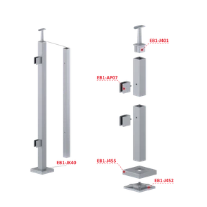 Nerezový sloup, vrchní kotvení, výplň: sklo, levý - slide 2