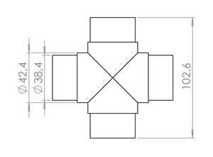 Spojka, křížový kus na trubku ø42.4mm, broušená AISI304 - slide 1