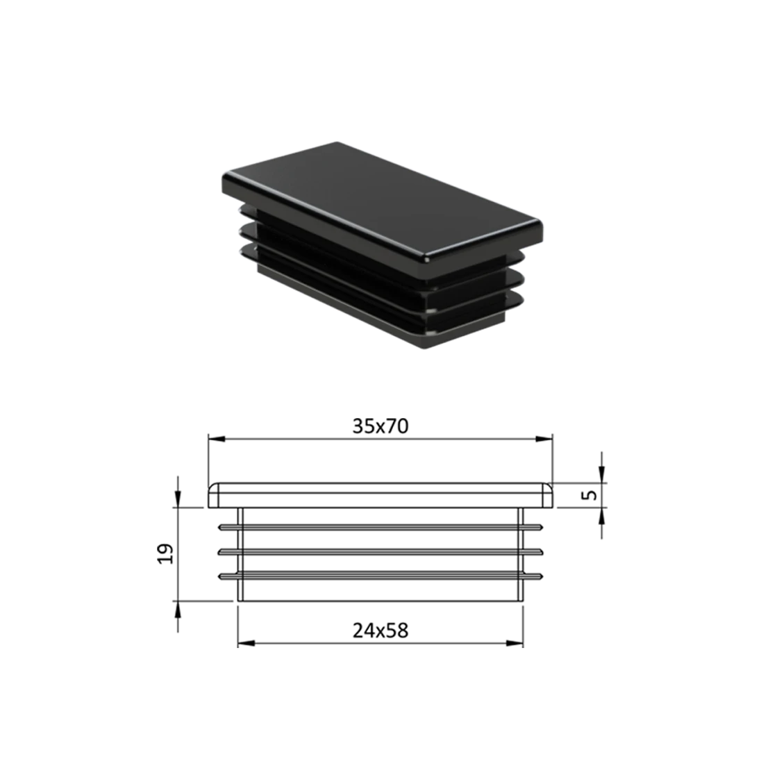 Krytka plastová 35 x 70 mm