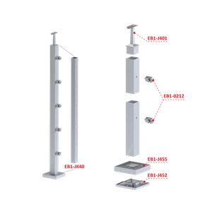 Nerezový stĺp, vrchné kotvenie, 5-radový priechodný - slide 2
