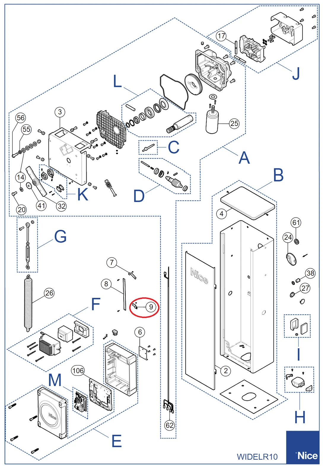 PMD0062A.4610 uvolňovacia páčka zámku pre závoru WIDEM