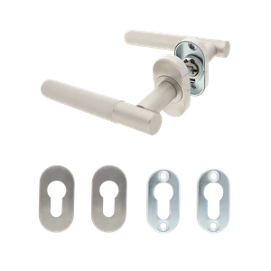 Kľučka s vrúbkovaným madlom, vrátane rozety, Al/AISI 304 - slide 0