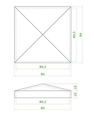 Ukončenie strieška jokla 80 x 80 mm, brúsená nerez AISI 304 - slide 1