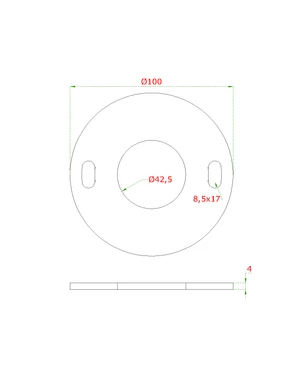Kotviaca platňa ø 100 mm na trubku ø 42,4 mm, AISI 304 - slide 1