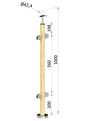 Drevený stĺp, vrchné kotvenie, výplň: sklo, priechodný - slide 0