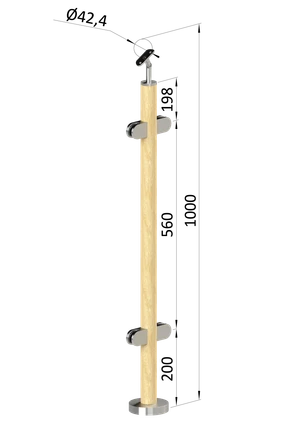 Dřevěný sloup, vrchní kotvení, výplň: sklo, průchozí - slide 1