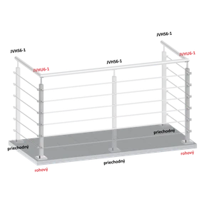 Nerezový sloup, vrchní kotvení, 6řadový rohový - slide 1