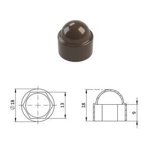 Krytka plastová na matice a skrutky M8, hnedá - slide 0